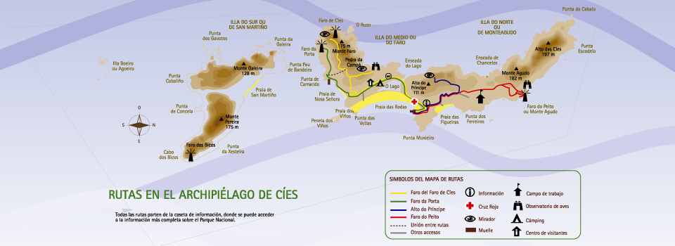 Mapa rutas senderismo islas cíes